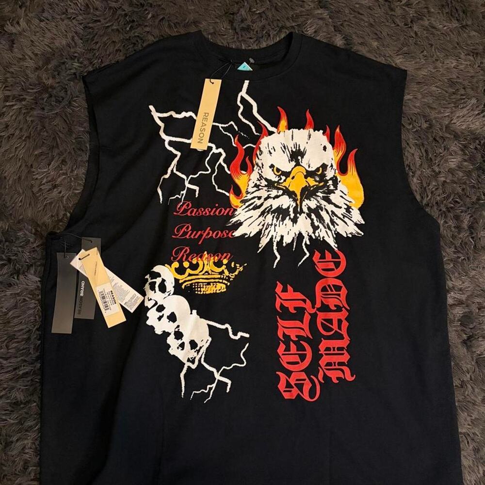 Reason black cotton tank top